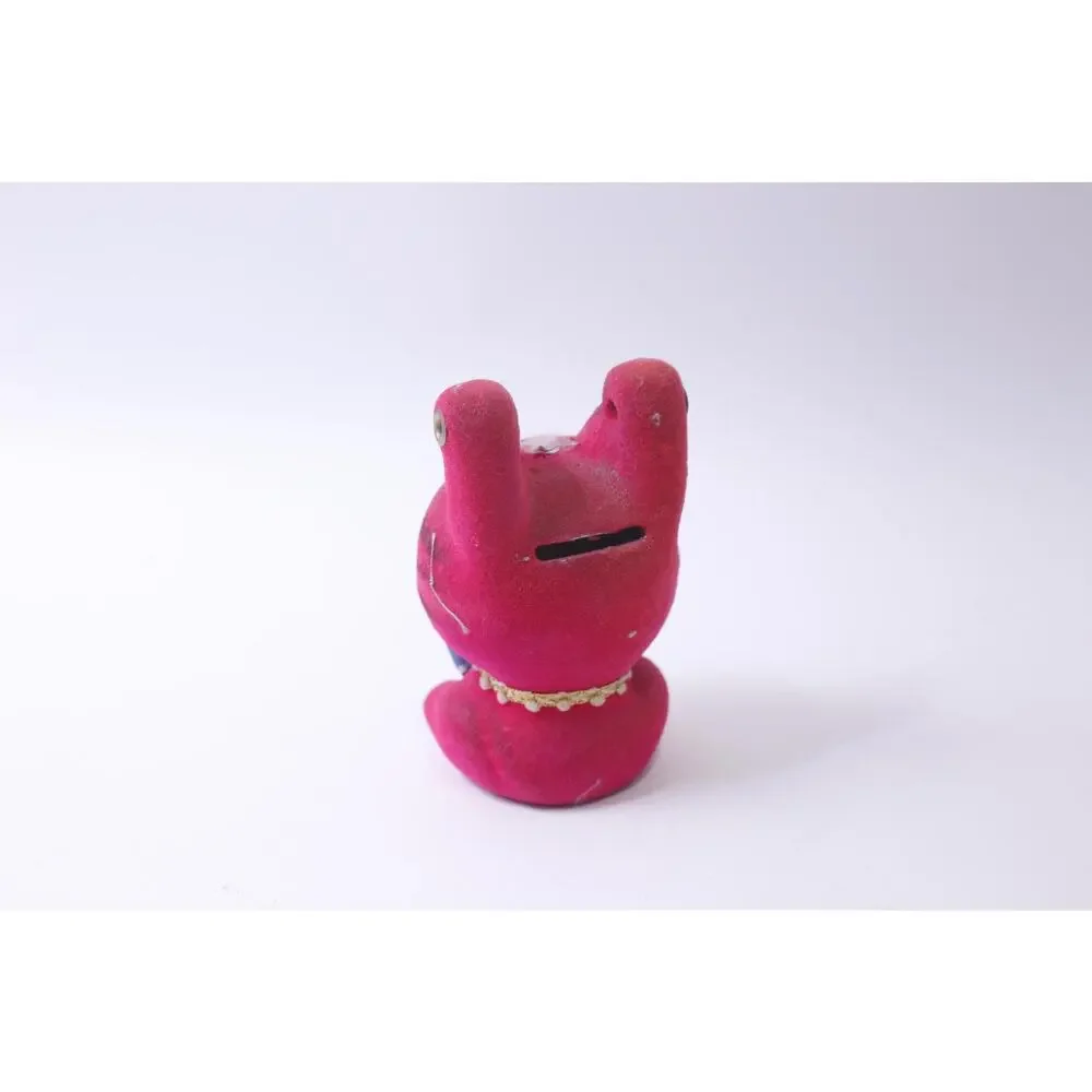 Cute Pink Kitten Coin Bank, Hanging, Cute Animal, Flocked Figurine, Piggy FLAW